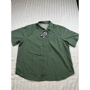NWT Eddie Bauer Men's Relaxed Fit Short Sleeve Tech Woven Shirt Green Size XXL
